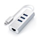 Satechi USB-C hubb av aluminium - 3 portar USB 3.0 + Nätverk Silver